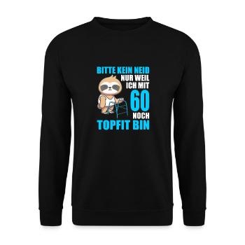 60. Geburtstag 60 Jahre Faultier Faultiere - Unisex Pullover - Schwarz - Vorne - Alina (178cm) & Michal (187cm)