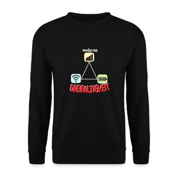 Nerd geek gamer WLAN Empfang modern Dreifaltigkeit - Unisex Pullover - Schwarz - Vorne - Alina (178cm) & Michal (187cm)