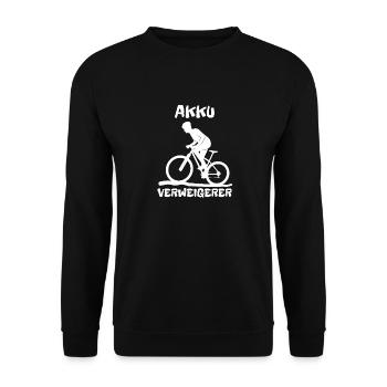 Akku Verweigerer - Fahrrad - Mountainbike - Unisex Pullover - Schwarz - Vorne - Alina (178cm) & Michal (187cm)