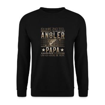 Zwei Titel Angler und Papa Vatertag Angeln Fische - Unisex Pullover - Schwarz - Vorne - Alina (178cm) & Michal (187cm)