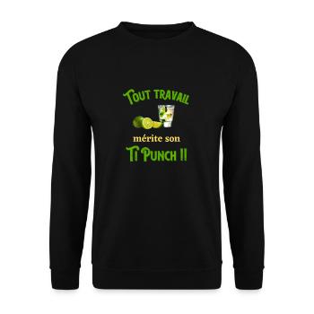 Tout travail mérite son TI PUNCH humour apero - Sweat-shirt Unisexe - noir - Devant - Alina (178cm) & Michal (187cm)
