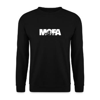 Mofafahrer Mofa fahren Retro Vintage Mofafahren - Unisex Pullover - Schwarz - Vorne - Alina (178cm) & Michal (187cm)