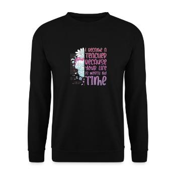 Lehrerin - Unisex Pullover - Schwarz - Vorne - Alina (178cm) & Michal (187cm)