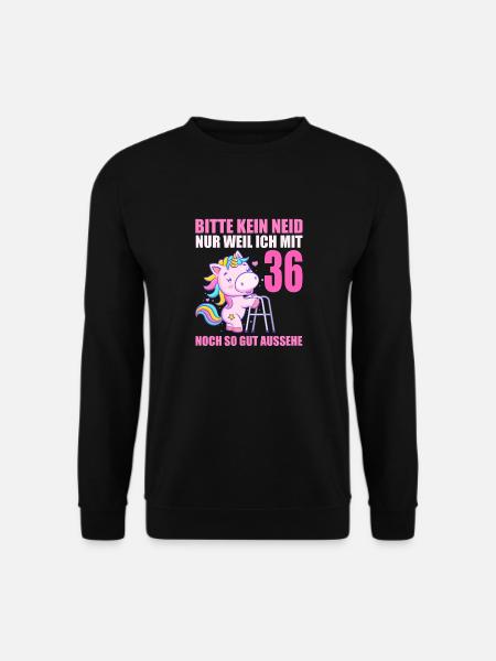 Bitte kein Neid 36 Jahre Einhorn 36. Geburtstag - Unisex Pullover - Schwarz