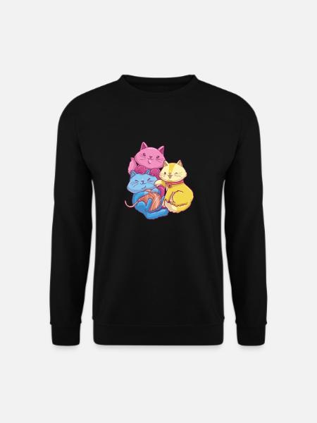 Pansexual Kawaii Cat, Anime Art Pan Pride - Unisex Pullover - Schwarz