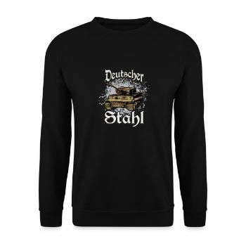 Deutscher Tiger Panzer T-shirt Soldaten Geschenk - Unisex Pullover - Schwarz - Vorne - Alina (178cm) & Michal (187cm)