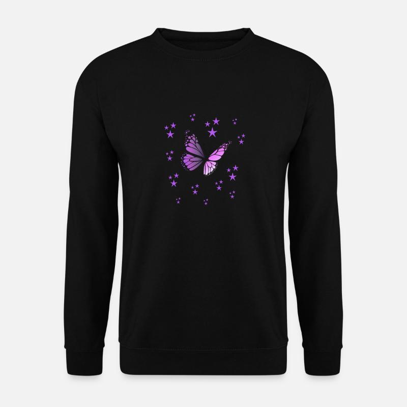 Papillon en lilas violet couleur avec des étoiles - Sweat-shirt Unisexe - noir