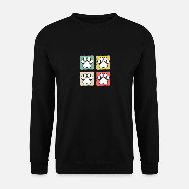 Pfote Hunde Hundeliebhaber Retro Geschenk - Unisex Pullover - Schwarz