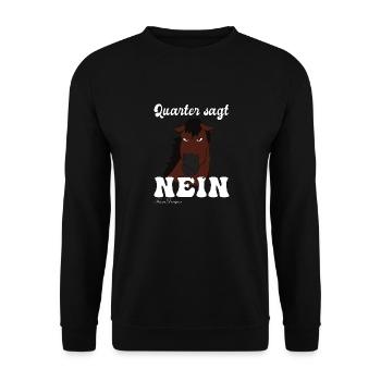 Quarter sagt Nein, lustiges und süßes comic Pferde - Unisex Pullover - Schwarz - Vorne - Alina (178cm) & Michal (187cm)