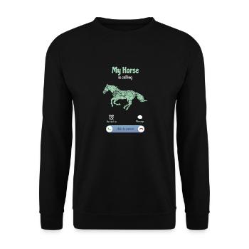 Das Pferd ruft an - Unisex Pullover - Schwarz - Vorne - Alina (178cm) & Michal (187cm)
