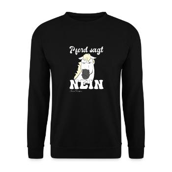 Schimmel sagt Nein lustiges und süßes Pferde - Unisex Pullover - Schwarz - Vorne - Alina (178cm) & Michal (187cm)