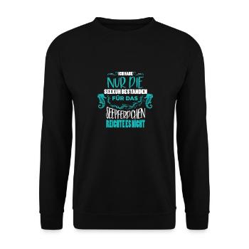 Seepferdchen noch nicht bestanden - Unisex Pullover - Schwarz - Vorne - Alina (178cm) & Michal (187cm)