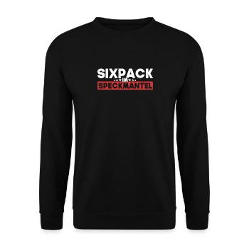 Sixpack im Speckmantel Sportmuffel Sportverweigern - Unisex Pullover - Schwarz - Vorne - Alina (178cm) & Michal (187cm)
