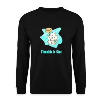 Keine Sorge Ich Bin, Ich bin, original Meow Katze kawaii - Unisex Pullover - Schwarz - Vorne - Alina (178cm) & Michal (187cm)