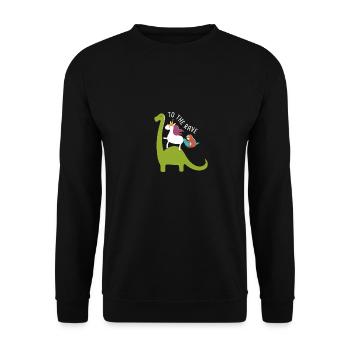 To The Rave Funny EDM Unicorn Sloth Dinosaur - Unisex Pullover - Schwarz - Vorne - Alina (178cm) & Michal (187cm)