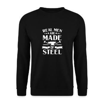 Metalworker Funny Real Men Are Made Of Steel Gift - Unisex Sweatshirt - black - Front - Alina (178cm) & Michal (187cm)