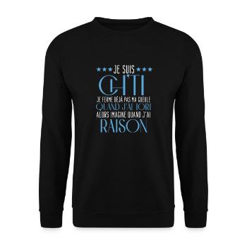 Je suis ch"ti je ferme dejà pas ma gueule raison - Sweat-shirt Unisexe - noir - Devant - Alina (178cm) & Michal (187cm)