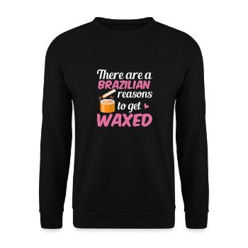 Witziger Kosmetik Spruch Waxing Schönheit - Unisex Pullover - Schwarz - Vorne - Alina (178cm) & Michal (187cm)