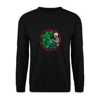 Feel alive Garten Gärtner Gartenarbeit Geschenk - Unisex Pullover - Schwarz - Vorne - Alina (178cm) & Michal (187cm)