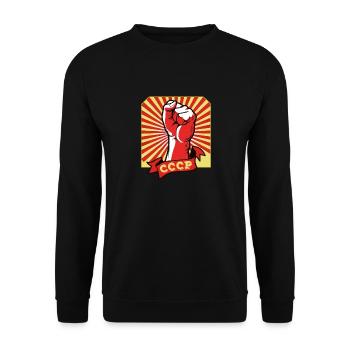 Erhobene Faust Russland UdSSR Russia Sowjetunion - Unisex Pullover - Schwarz - Vorne - Alina (178cm) & Michal (187cm)