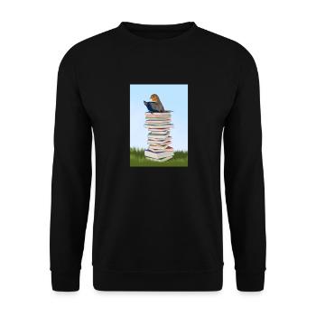 Robin reads books bird friend songbird - Unisex Sweatshirt - black - Front - Alina (178cm) & Michal (187cm)