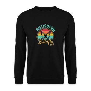 Antisocial Butterfly Retro Vintage Sunset Design - Unisex Sweatshirt - black - Front - Alina (178cm) & Michal (187cm)