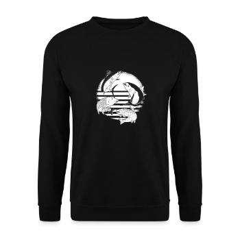 Angeln - Unisex Pullover - Schwarz - Vorne - Alina (178cm) & Michal (187cm)