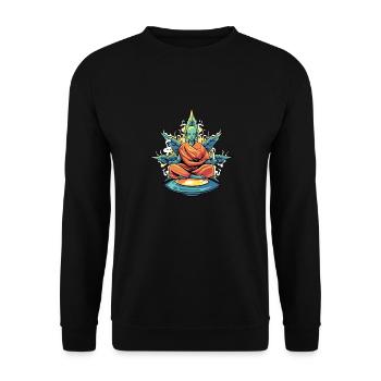 Alien Weed Marijuana Stoner - Unisex Pullover - Schwarz - Vorne - Alina (178cm) & Michal (187cm)