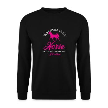 Yes I Smell Like A Horse Pferde Reiten Bauernhof - Unisex Pullover - Schwarz - Vorne - Alina (178cm) & Michal (187cm)