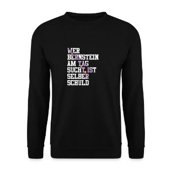 Bernstein Strand Urlaub Lampe Ostsee Geschenkidee - Unisex Pullover - Schwarz - Vorne - Alina (178cm) & Michal (187cm)