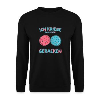 Ich kriege das schon gebacken Kekse Bäcker Hobby - Unisex Pullover - Schwarz - Vorne - Alina (178cm) & Michal (187cm)