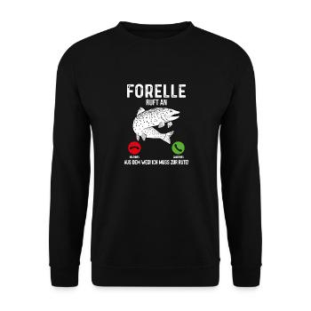 Forelle Angeln - Unisex Pullover - Schwarz - Vorne - Alina (178cm) & Michal (187cm)