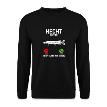 Hecht Angeln - Unisex Pullover - Schwarz - Vorne - Alina (178cm) & Michal (187cm)