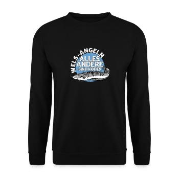Wels Angeln - Unisex Pullover - Schwarz - Vorne - Alina (178cm) & Michal (187cm)