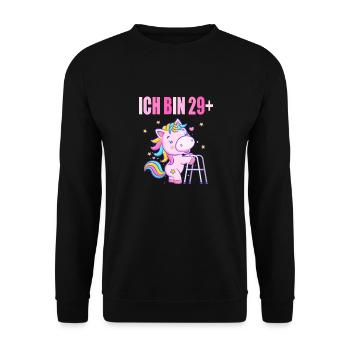 30 Jahre Einhorn ich bin 29+ 30. Geburtstag - Unisex Pullover - Schwarz - Vorne - Alina (178cm) & Michal (187cm)