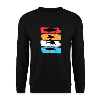 Angler Köder Retro - Unisex Pullover - Schwarz - Vorne - Alina (178cm) & Michal (187cm)