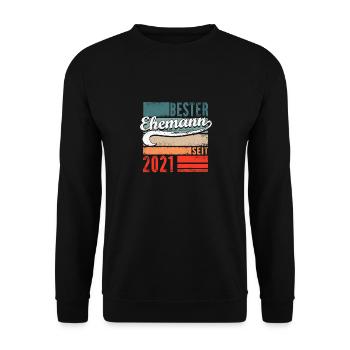 Bester Ehemann seit 2021 1. Hochzeitstag - Unisex Pullover - Schwarz - Vorne - Alina (178cm) & Michal (187cm)
