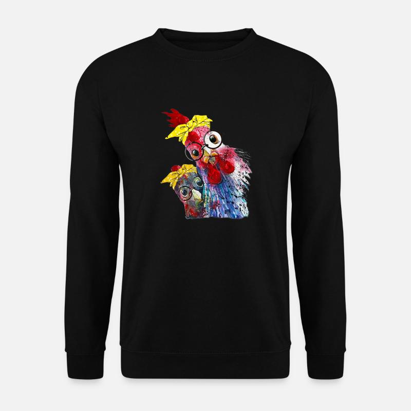 Ein witziges Huhn, Hühnchen, Hähnchen mit Brille - Unisex Pullover - Schwarz