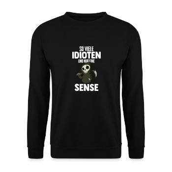 Sensenmann Lustiger Spruch - Unisex Pullover - Schwarz - Vorne - Alina (178cm) & Michal (187cm)