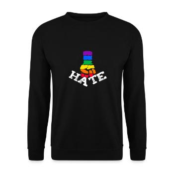 LGBT Gay Amour est toujours plus fort que la haine - Sweat-shirt Unisexe - noir - Devant - Alina (178cm) & Michal (187cm)