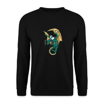Drachengeschenk für einen Fantasy-Nerd - Unisex Pullover - Schwarz - Vorne - Alina (178cm) & Michal (187cm)