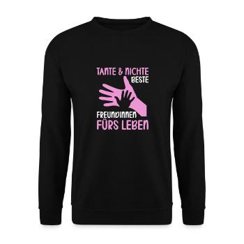 Tante und Nichte beste Freundinnen fürs Leben - Unisex Pullover - Schwarz - Vorne - Alina (178cm) & Michal (187cm)