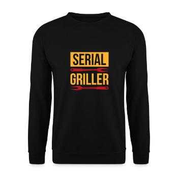 Serial griller gift BBQ Grilling Chef - Unisex Sweatshirt - black - Front - Alina (178cm) & Michal (187cm)