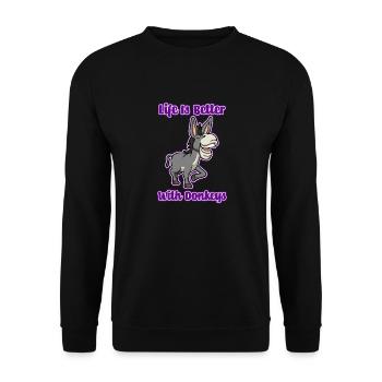 Niedliches Baby Esel Leben Maultier - Unisex Pullover - Schwarz - Vorne - Alina (178cm) & Michal (187cm)