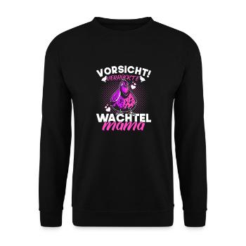 Verrückte Wachtel Mama Wachtelzucht Mutter Gift - Unisex Pullover - Schwarz - Vorne - Alina (178cm) & Michal (187cm)