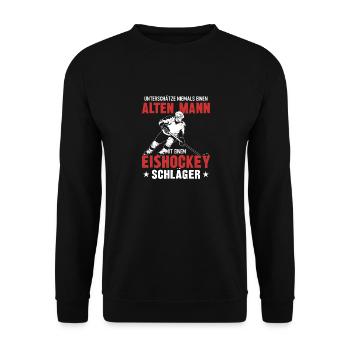 Eishockeyspieler Eishockey Sprüche - Unisex Pullover - Schwarz - Vorne - Alina (178cm) & Michal (187cm)