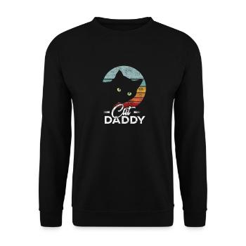 Cat Daddy Katzen Papa Cat Dad - Unisex Pullover - Schwarz - Vorne - Alina (178cm) & Michal (187cm)