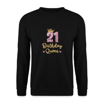 21st birthday Queen 21 years old Twenty-one - Unisex Sweatshirt - black - Front - Alina (178cm) & Michal (187cm)