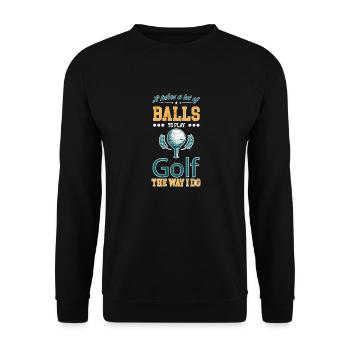 Cooles retro Golfer Shirt für Golfspieler Herren - Unisex Pullover - Schwarz - Vorne - Alina (178cm) & Michal (187cm)