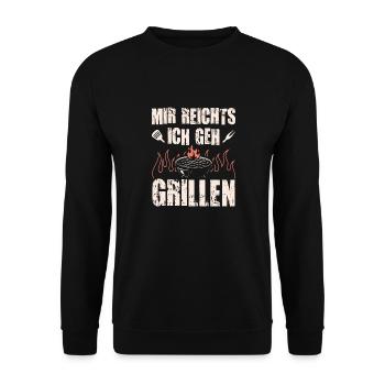 Mir Reichts Ich Geh Grill, Funny Grill Fans BBQ - Unisex Pullover - Schwarz - Vorne - Alina (178cm) & Michal (187cm)